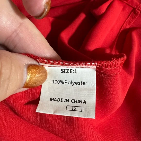 Red Flounce Sleeve Mini Dress Size L - Picture 10 of 10